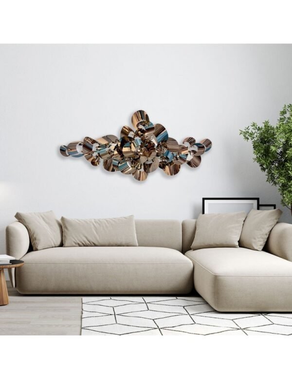 Tableau sculpture inox doré cercle déco murale - mural art déco - Déco industrielle - Décoration de salon - Décoration d'intérieure en métal - Sculpture ornement - Maison feng shui - Cadeau déco
