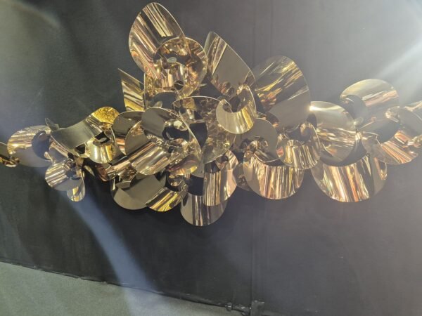 Tableau sculpture inox doré cercle déco murale (3)