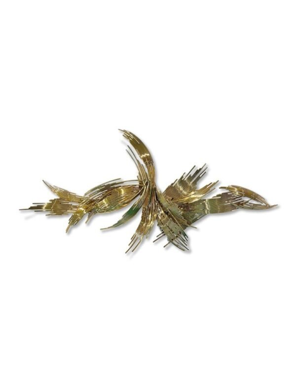 Tableau sculpture inox métal doré mouvement semi circulaire déco murale design - Oeuvre d'art déco - Décoration de salon - Décoration d'intérieure en Métal - Sculpture ornement - Maison feng shui - Cadeau déco