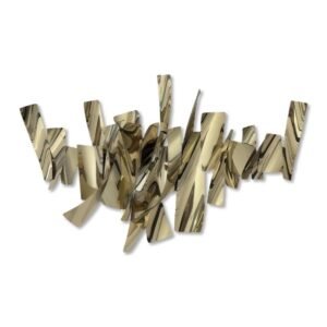 Tableau sculpture inox rectangle métal doré mouvement déco murale design - Oeuvre d'art déco - Décoration de salon - Décoration d'intérieure en Métal - Sculpture ornement - Maison feng shui - Cadeau déco