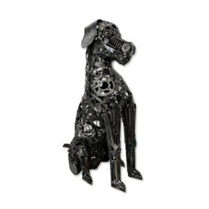 sculpture métal inox chien assis déco industrielle soudure - Œuvre d'art - Décoration d'intérieure - Sculpture ornement - Maison feng shui - Cadeau déco