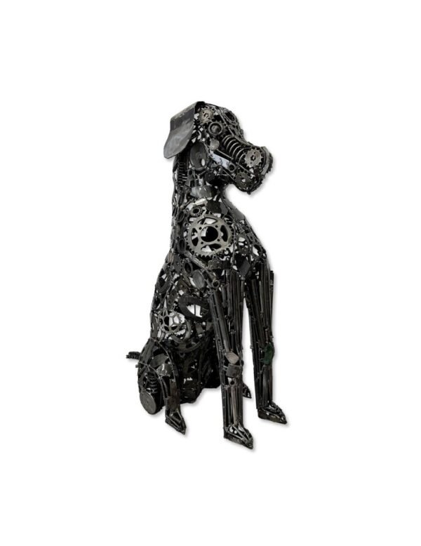 sculpture métal inox chien assis déco industrielle soudure - Œuvre d'art - Décoration d'intérieure - Sculpture ornement - Maison feng shui - Cadeau déco