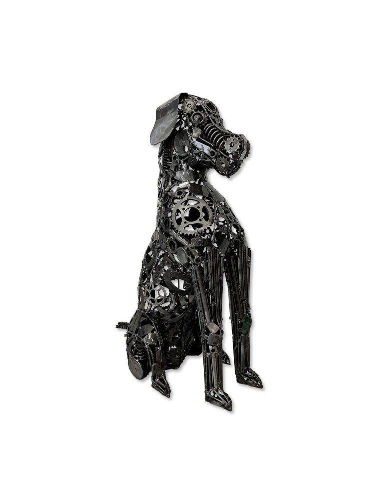 sculpture metal inox chien assis déco industrielle soudure (1) sculpture métal inox chien assis déco industrielle soudure - Œuvre d'art - Décoration d'intérieure - Sculpture ornement - Maison feng shui - Cadeau déco