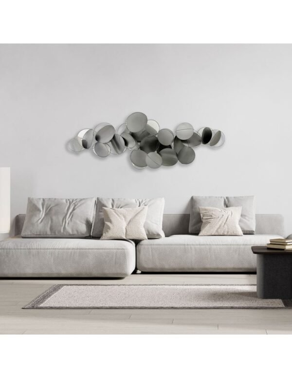 sculpture tableau en inox disques design noir mural art déco (1)