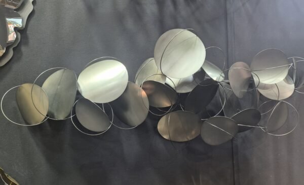 sculpture tableau en inox disques design noir mural art déco (2)