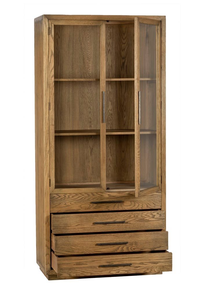 Armoire avec tiroir et casiers porte vitrée en bois chêne déco contemporaine (2) Armoire avec tiroir et casiers porte vitrée en bois chêne déco contemporaine (2)