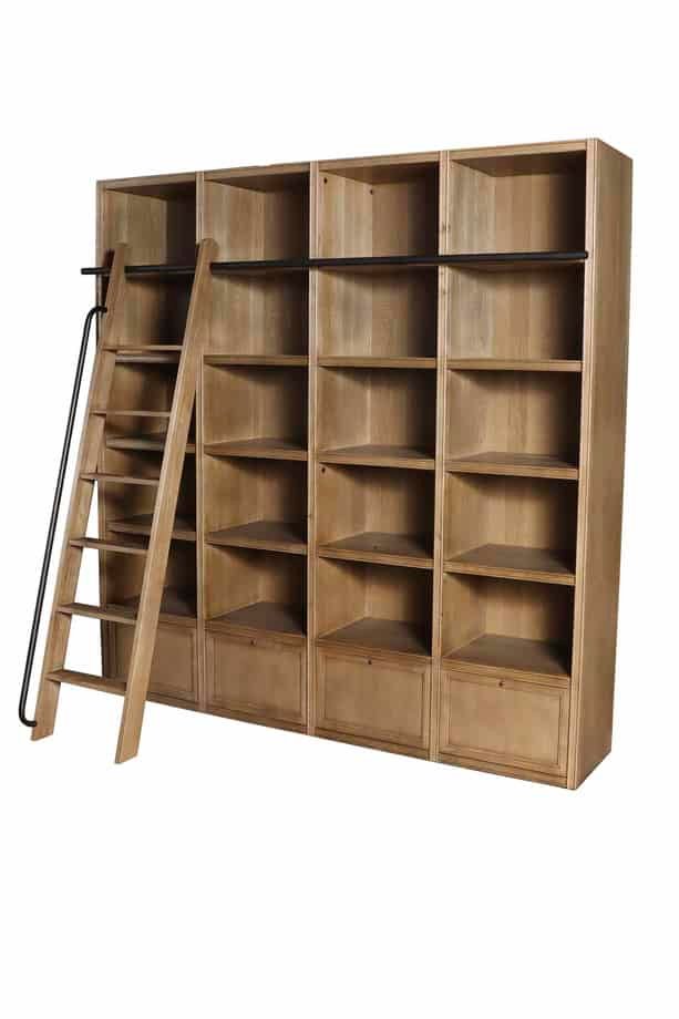 Bibliothèque en chêne et fer avec echelle déco bois pour livres 240 cm (2) Bibliothèque en chêne et fer avec echelle déco bois pour livres 240 cm (2)