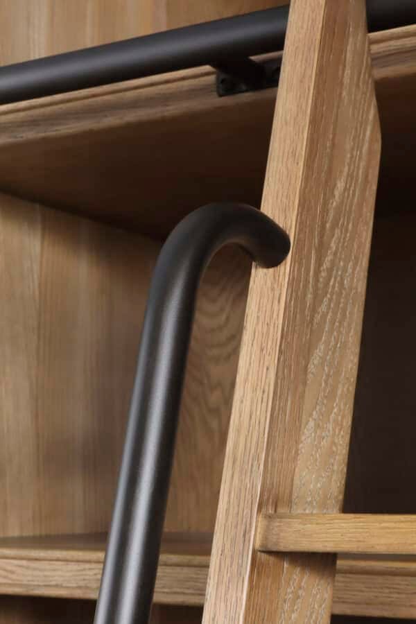 Bibliothèque en chêne et fer avec echelle déco bois pour livres 240 cm (3)