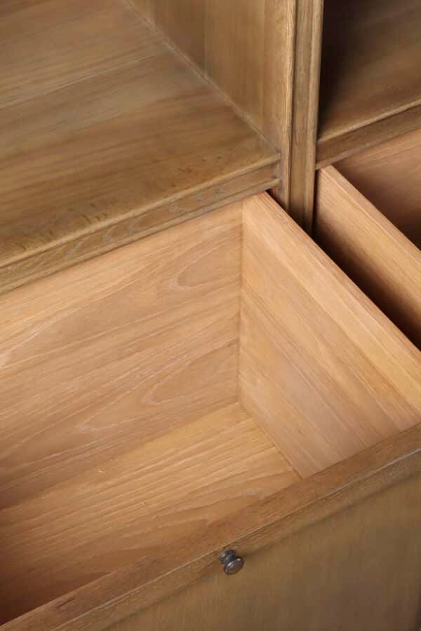 Bibliothèque en chêne et fer avec echelle déco bois pour livres 240 cm (4)