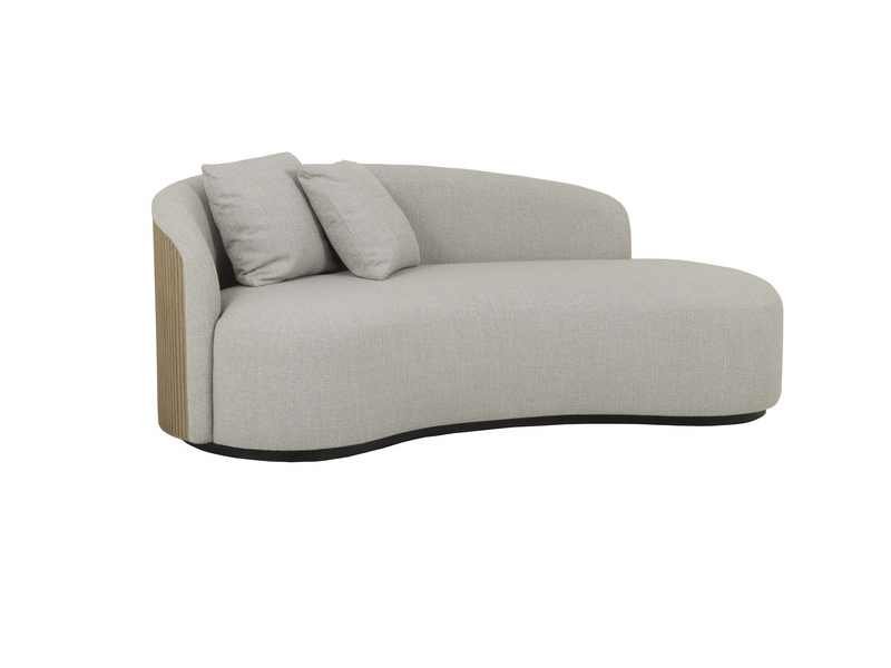 Canapé méridienne zen et coussins bois chêne au dos déco gris tissu (1) Canapé méridienne zen et coussins bois chêne au dos déco gris tissu (1)