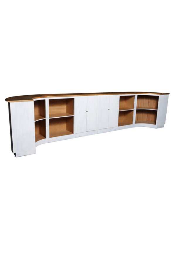 Comptoir blanc et en bois chêne magasin boutique ou intérieur maison déco zen (3)