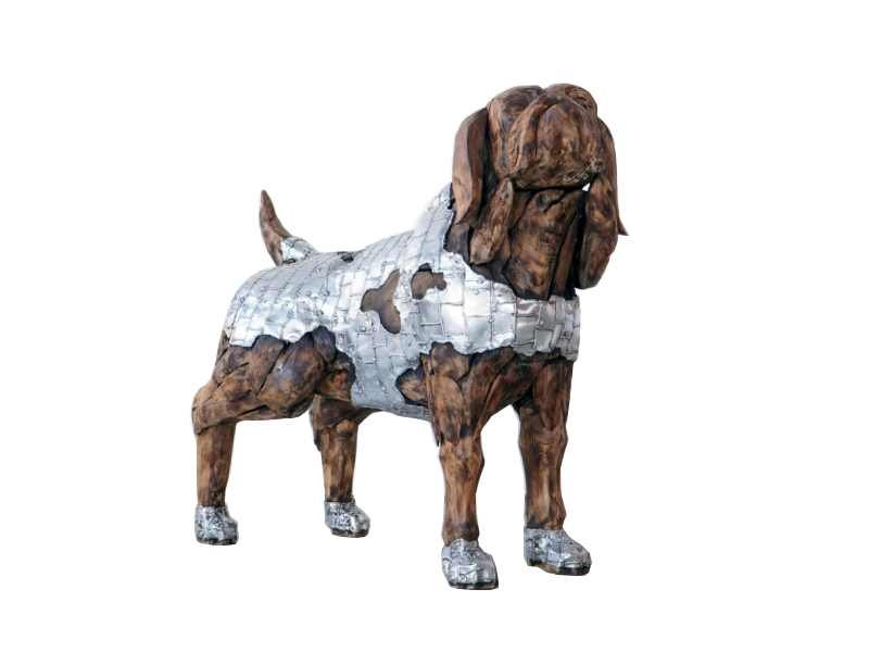 Sculpture chien Bulldog bois teck et métal design déco tendance industrielle Sculpture chien Bulldog bois teck et métal design déco tendance industrielle - Décoration de salon - Décoration d'intérieure - Sculpture ornement - Maison feng shui - Cadeau déco