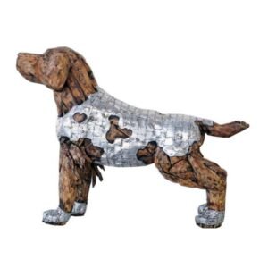 Sculpture chien labrador bois teck et métal design déco tendance - Décoration de salon - Décoration d'intérieure - Sculpture ornement - Maison feng shui - Cadeau déco