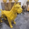 Sculpture statue Pitbull origami déco jaune design chic (1) Sculpture statue Pitbull origami déco jaune design chic (1)