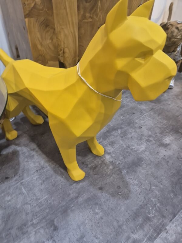 Sculpture statue Pitbull origami déco jaune design chic (2)