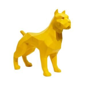 Sculpture statue Pitbull origami déco jaune design coloré