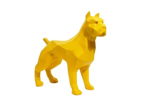 Sculpture statue Pitbull origami déco jaune design coloré