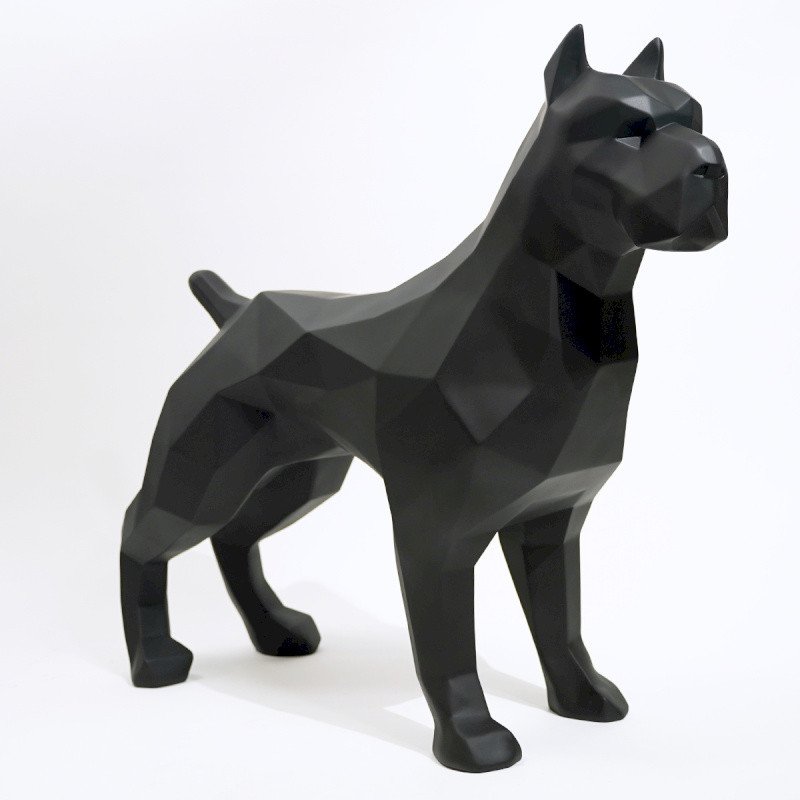 Sculpture statue Pitbull origami déco noir design résine (1) Sculpture statue Pitbull origami déco noir design résine (1)