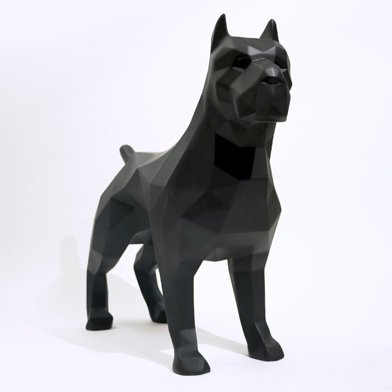 Sculpture statue Pitbull origami déco noir design résine (2) Sculpture statue Pitbull origami déco noir design résine (2)