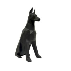 Sculpture statue origami doberman chien Noir design déco - Oeuvre d'art déco - Décoration de salon - Décoration d'intérieure - Sculpture ornement - Maison feng shui - Cadeau déco