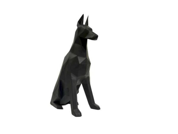Sculpture statue origami doberman chien Noir design déco - Oeuvre d'art déco - Décoration de salon - Décoration d'intérieure - Sculpture ornement - Maison feng shui - Cadeau déco