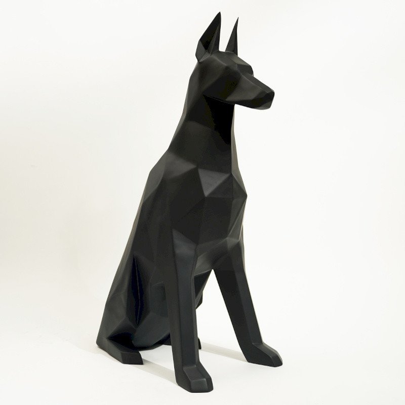 Sculpture statue origami doberman chien Noir design déco (2) Sculpture statue origami doberman chien Noir design déco (2)