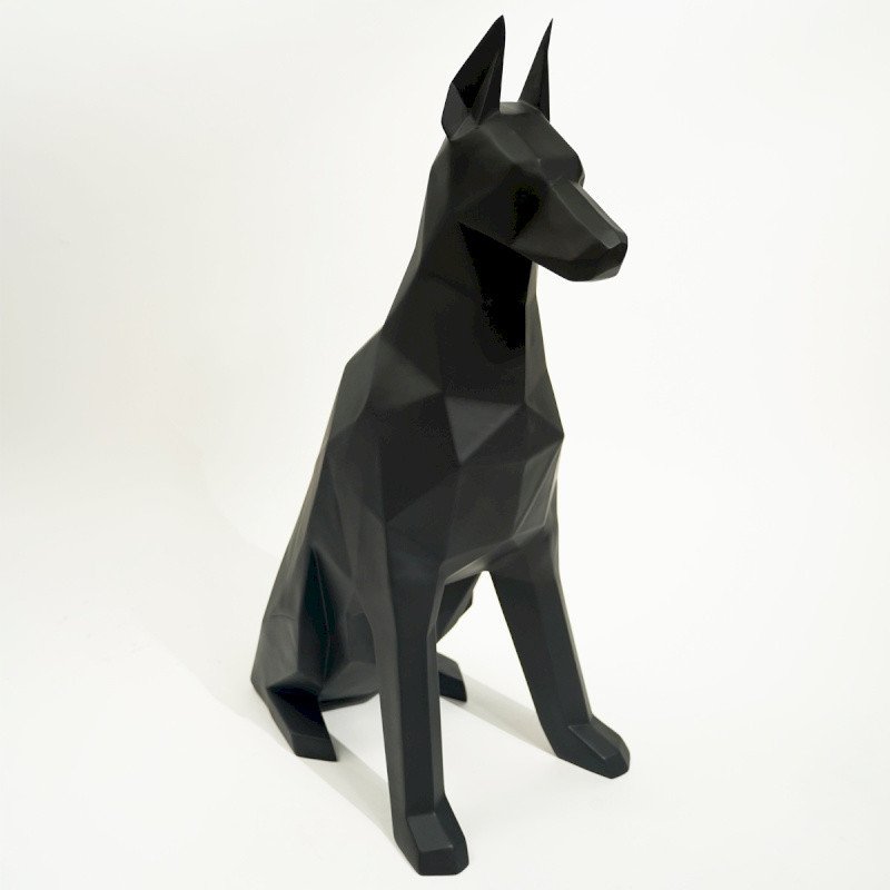 Sculpture statue origami doberman chien Noir design déco (3) Sculpture statue origami doberman chien Noir design déco (3)