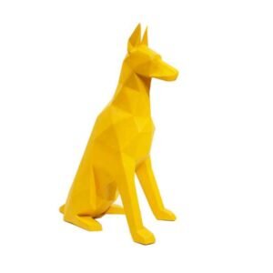 Sculpture statue origami doberman jaune déco design chien - Oeuvre d'art déco - Décoration de salon - Décoration d'intérieure - Sculpture ornement - Maison feng shui - Cadeau déco