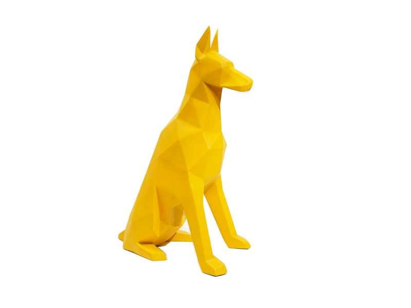 Sculpture statue origami doberman jaune déco design chien (1) Sculpture statue origami doberman jaune déco design chien - Oeuvre d'art déco - Décoration de salon - Décoration d'intérieure - Sculpture ornement - Maison feng shui - Cadeau déco