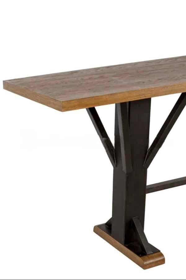 Table salle à manger bar bois chêne pied étal noir design (2)
