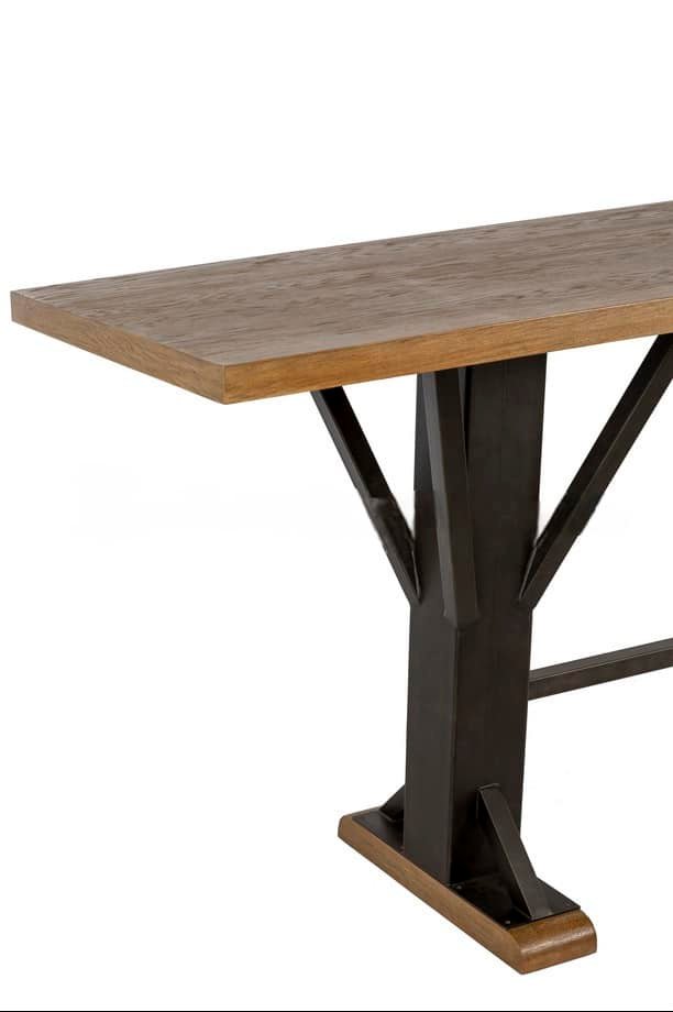 Table salle à manger bar bois chêne pied étal noir design (2) Table salle à manger bar bois chêne pied étal noir design (2)